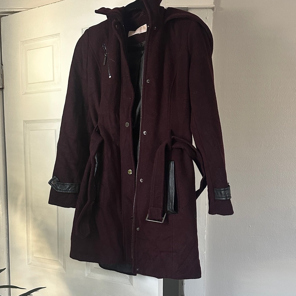 Michael Kors Deep Burgundy Trench Coat with Belt